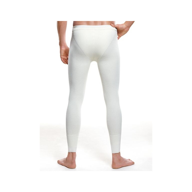 Medima Bielizna Spodnie termiczne z otworem (Angora i wełna) długie białe męskie (rozm. M-L)